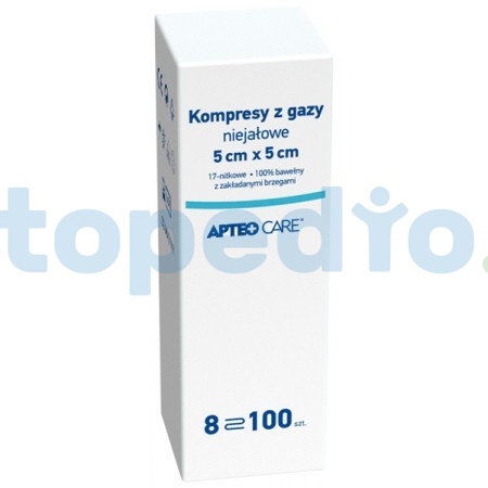  Kompresy niejałowe z gazy 5 cm x 5 cm APTEO CARE, 100 sztuk