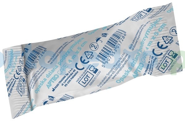 Opaska dziana podtrzymująca APTEO CARE, 4 m x 5 cm, 1 sztuka